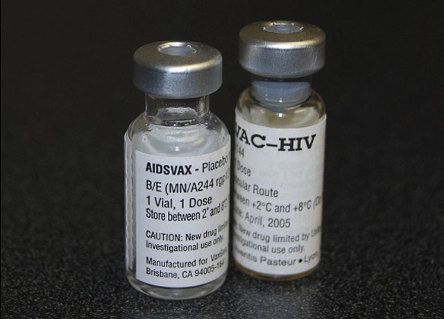 vials of AIDS vaccine in test