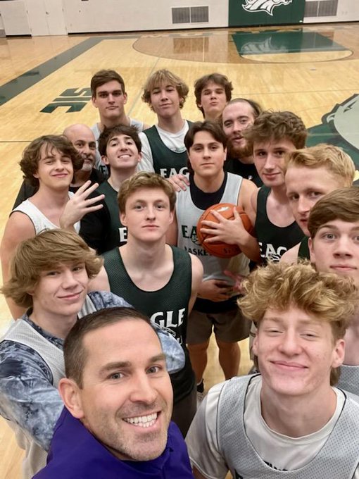 Cody Pickett with his Eagle High School basketball team