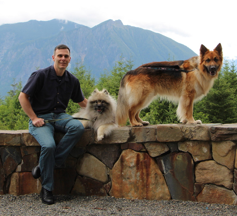 Matt Kaeberlein with his dogs