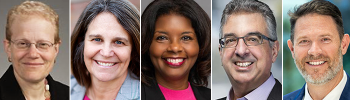 From left, Dr. Susan Stern, Dr. Elizabeth Swisher, Dr. Leslie Walker, Dr. Dimitri Christakis and Dr. Christopher Longhurst.