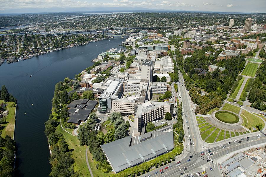 aerial photo of the UW Medical Center - Montlake campus