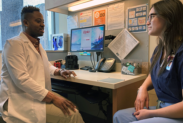 picture of Dr. Chase Cannon and nurse Cathryn Casey at Harborview Medical Center