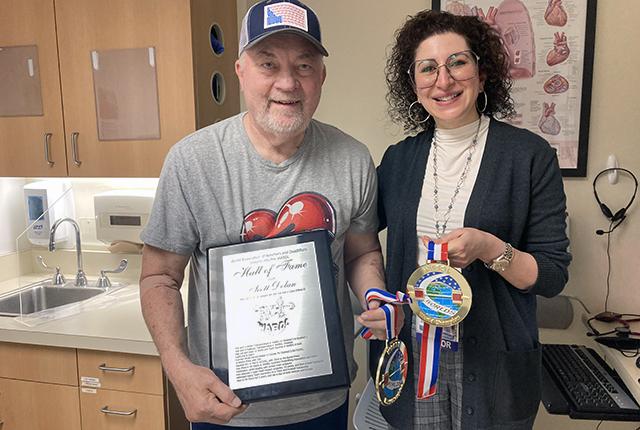 Scott Dolan and his cardiologist, Dr. Salpy Pamboukian, at UW Medical Center-Montlake