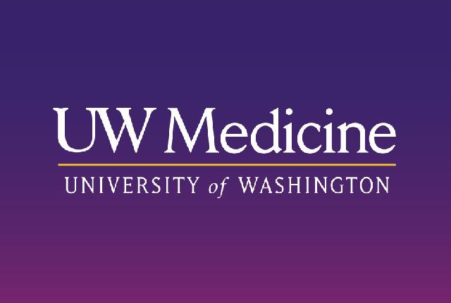 New UW Medicine logo with purple background fading dark to light