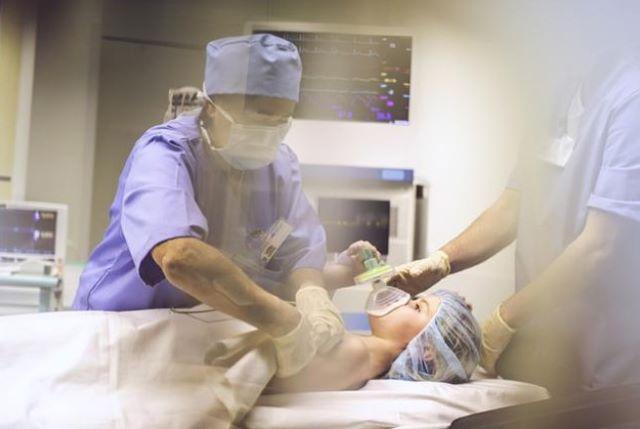 Child receiving emergency care in a hospital
