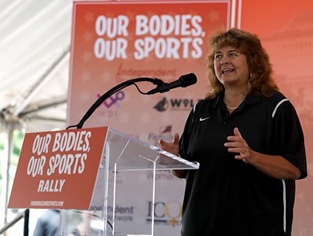 Barbara Ehardt, a former Idaho State Representative and athlete, speaks