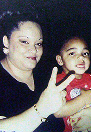 Danielle Hamilton with her son circa 1995